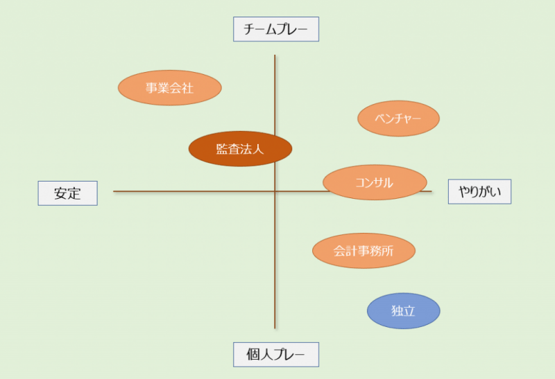 公認会計士のキャリアパスは、2つの軸から成ります。
